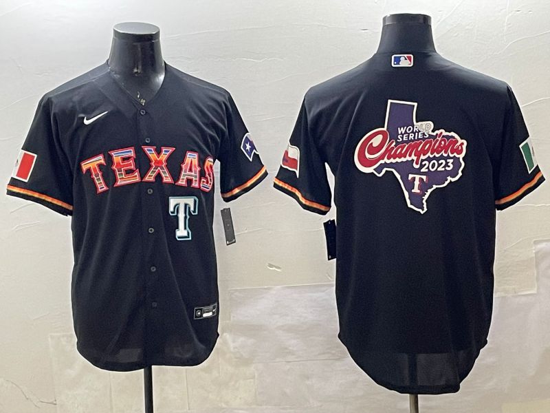 Men Texas Rangers Blank Black Mexico Game 2025 Nike MLB Jersey style 7